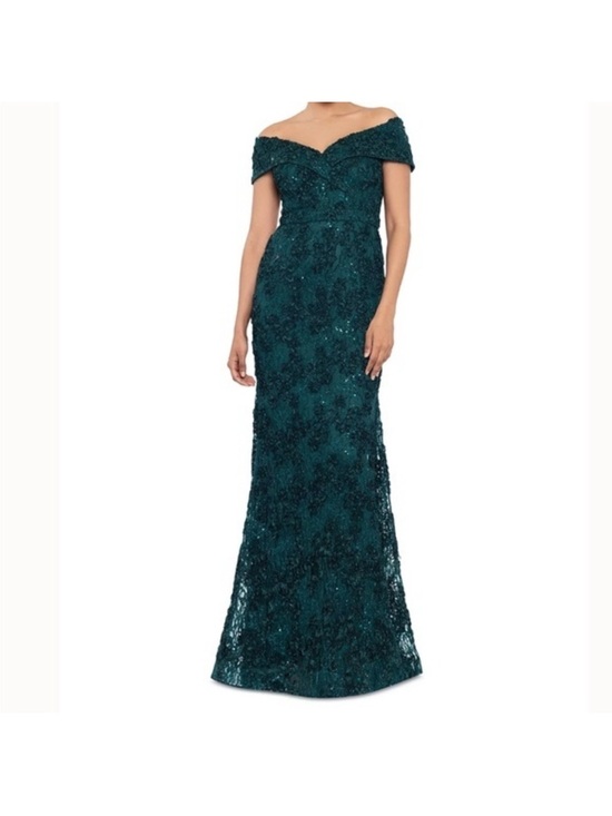 Xscape Dresses & Skirts - Xscape Off-Shoulder Teal Lace Evening Gown